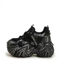 GRACE PANDA | Distressed Platform Dad Shoes-Black
