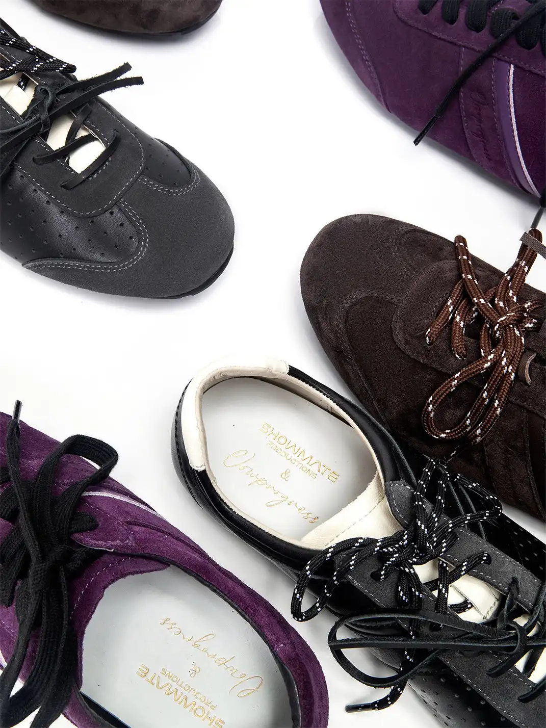 VOWPROGRESS | High-Gloss Suede Calfskin German Training Shoes-Purple