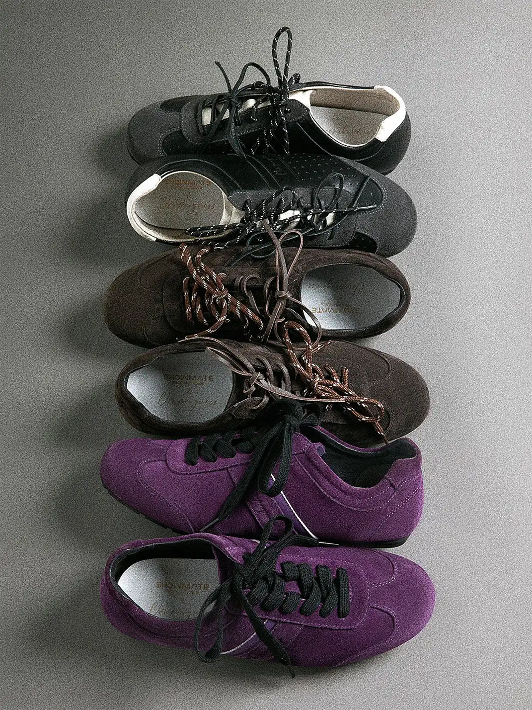 VOWPROGRESS | High-Gloss Suede Calfskin German Training Shoes-Purple
