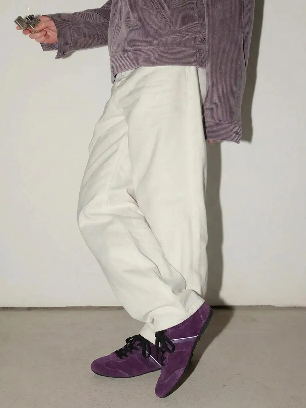 VOWPROGRESS | High-Gloss Suede Calfskin German Training Shoes-Purple