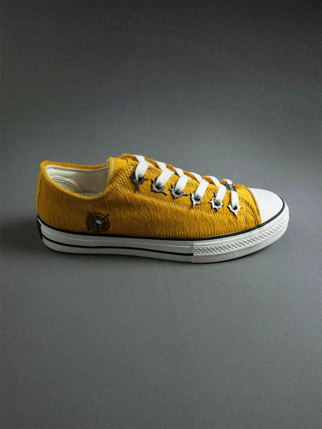 VOWPROGRESS | Bullet-Pierced Horsehair Fur Vulcanized Plate Shoes-Yellow