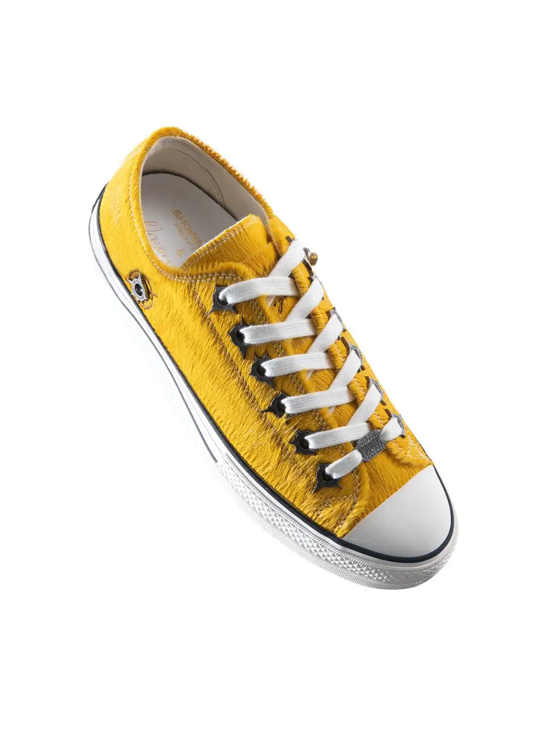 VOWPROGRESS | Bullet-Pierced Horsehair Fur Vulcanized Plate Shoes-Yellow