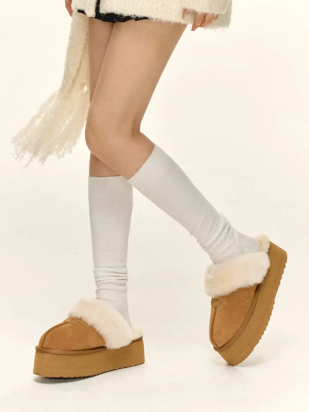 ARISEISM | Thick-Soled Fur-Lined Slippers