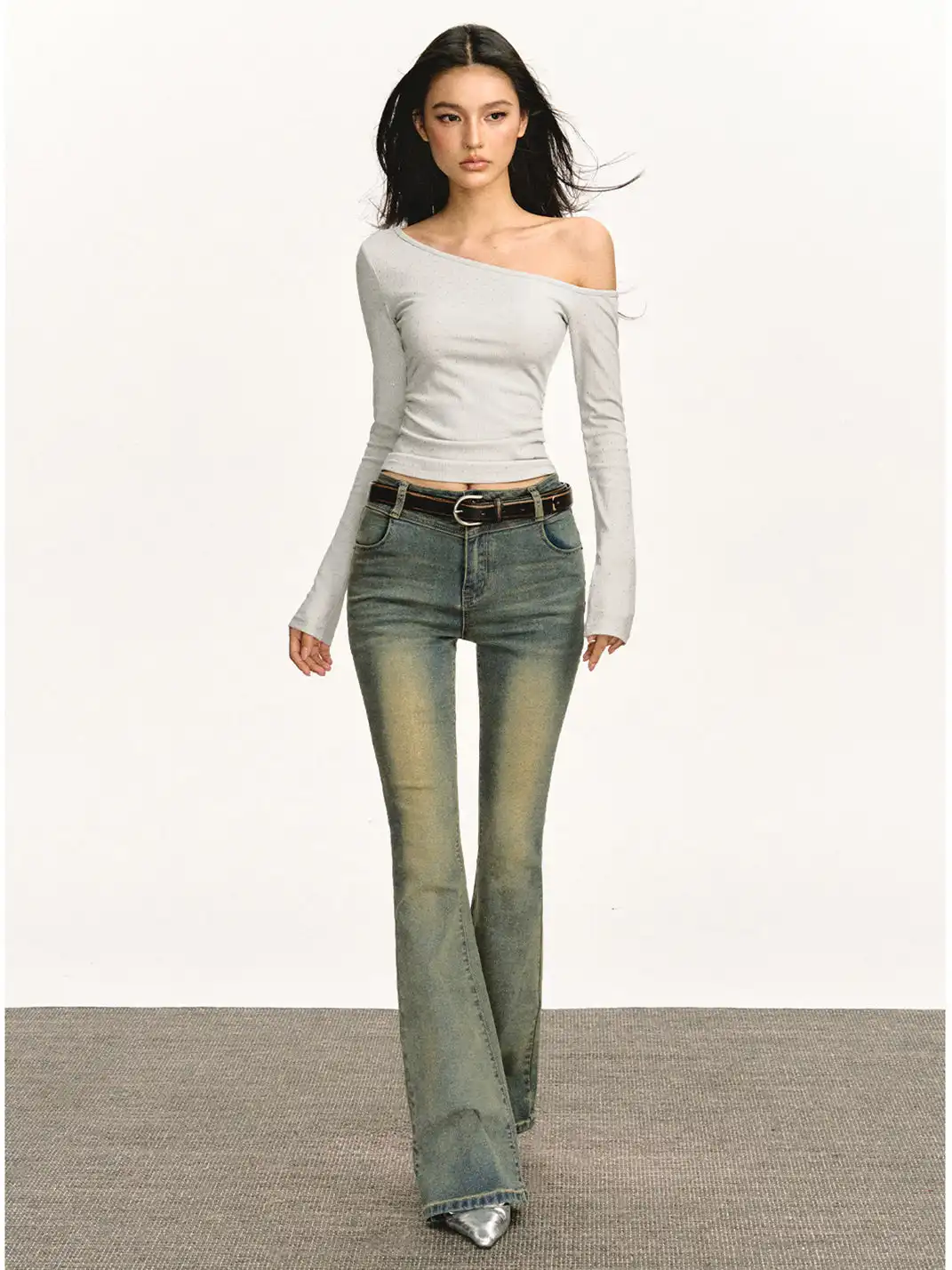 ARISEISM | Rhinestone-Studded Off-Shoulder Tee