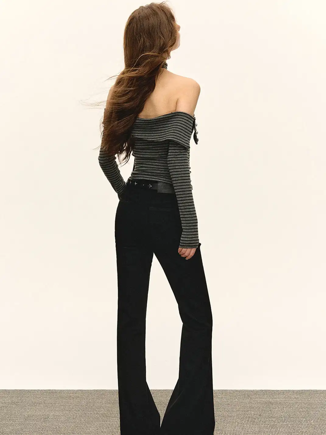 ARISEISM | Striped Off-Shoulder Top