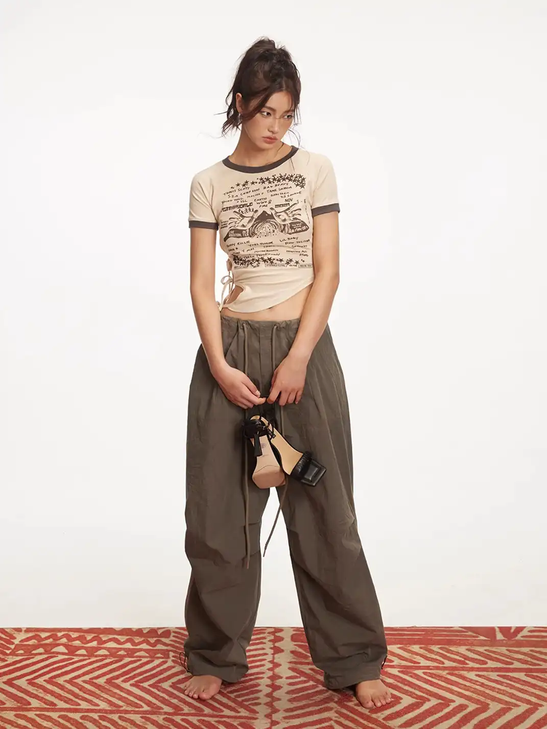 ARISEISM | Drawstring Low-Rise Cargo Pants
