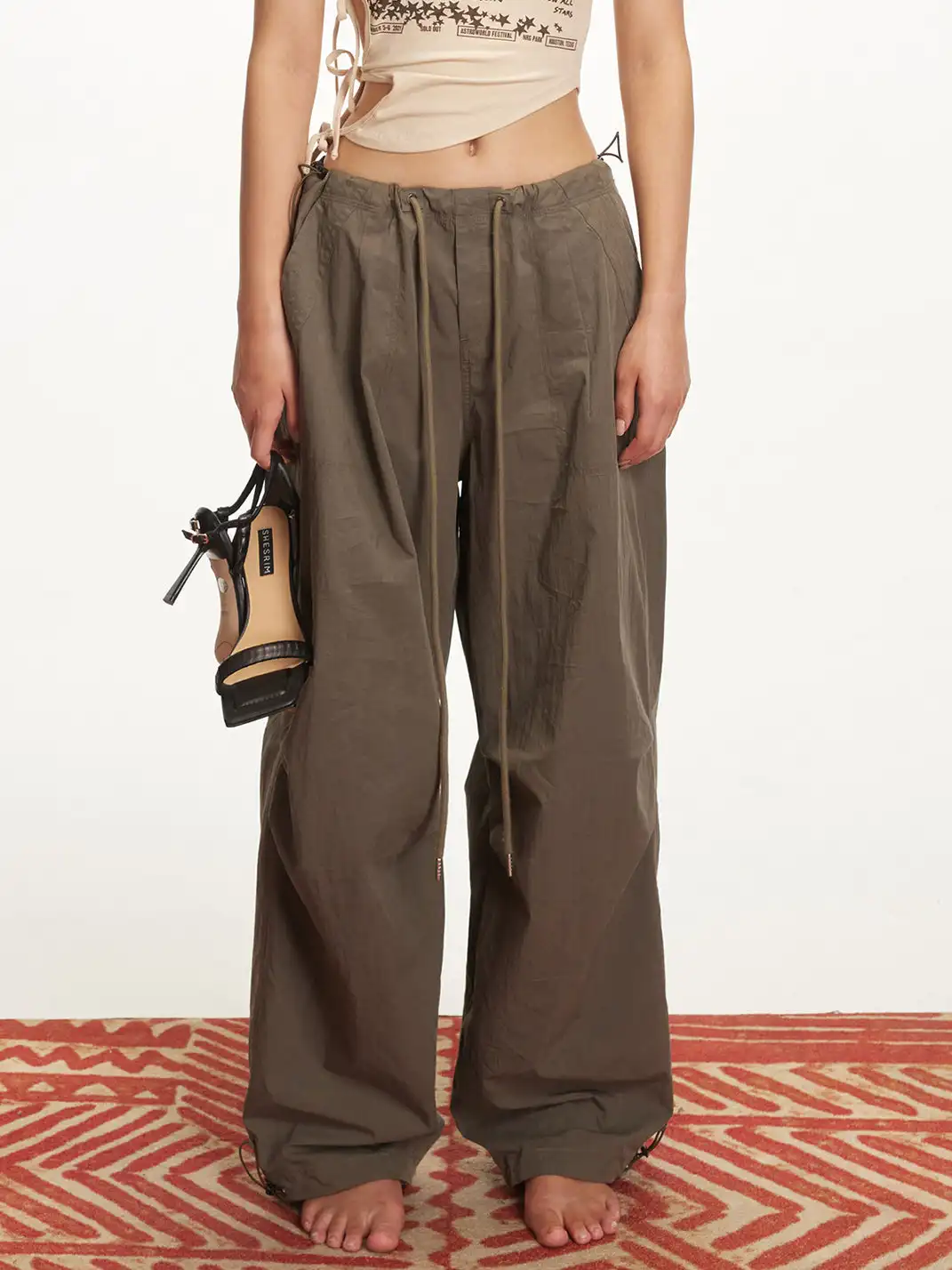 ARISEISM | Drawstring Low-Rise Cargo Pants