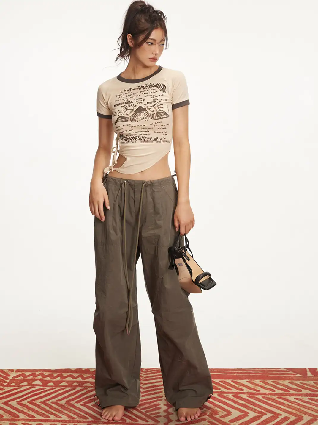 ARISEISM | Drawstring Low-Rise Cargo Pants
