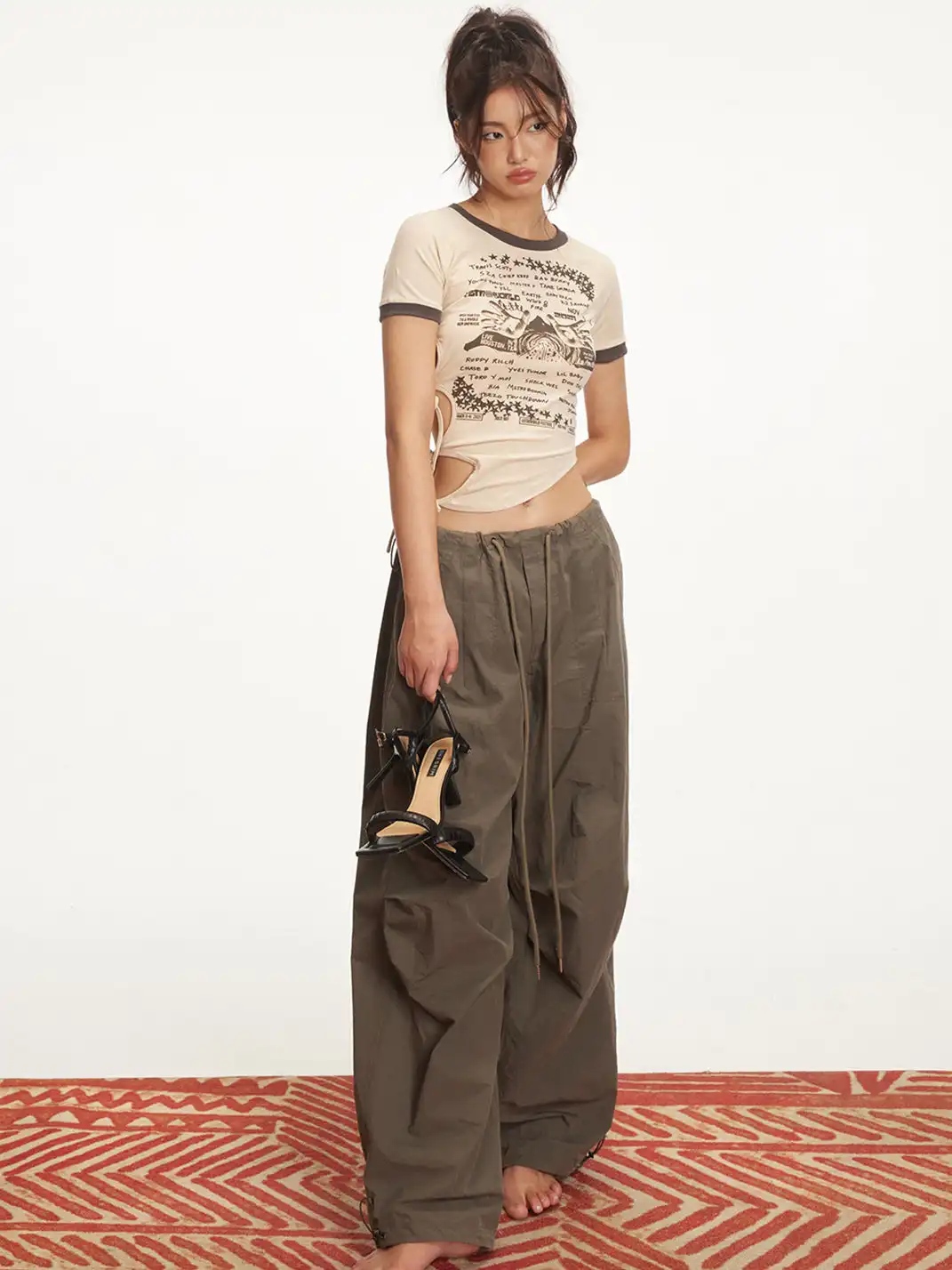 ARISEISM | Drawstring Low-Rise Cargo Pants