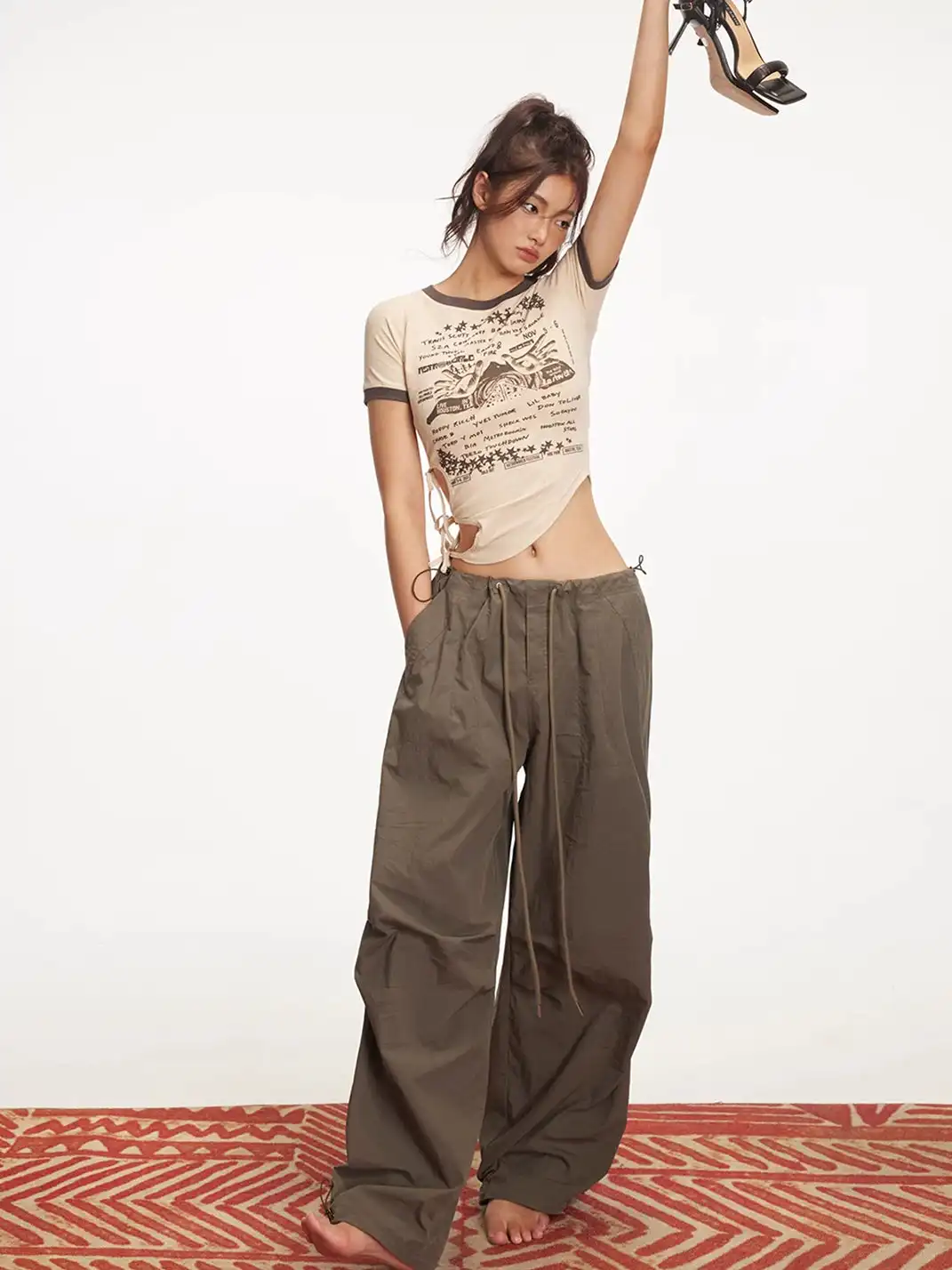 ARISEISM | Drawstring Low-Rise Cargo Pants