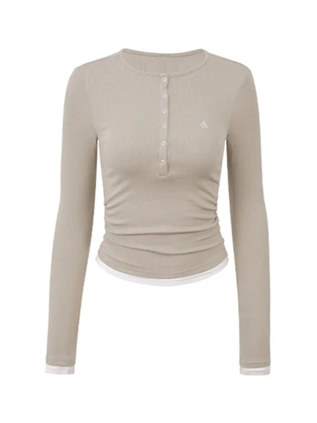 ARISEISM | Henley Collar Knitted Faux Two-Piece Long-Sleeved Top
