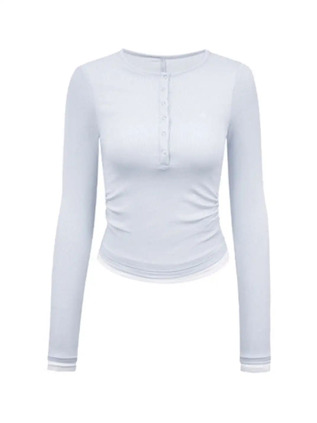 ARISEISM | Henley Collar Knitted Faux Two-Piece Long-Sleeved Top