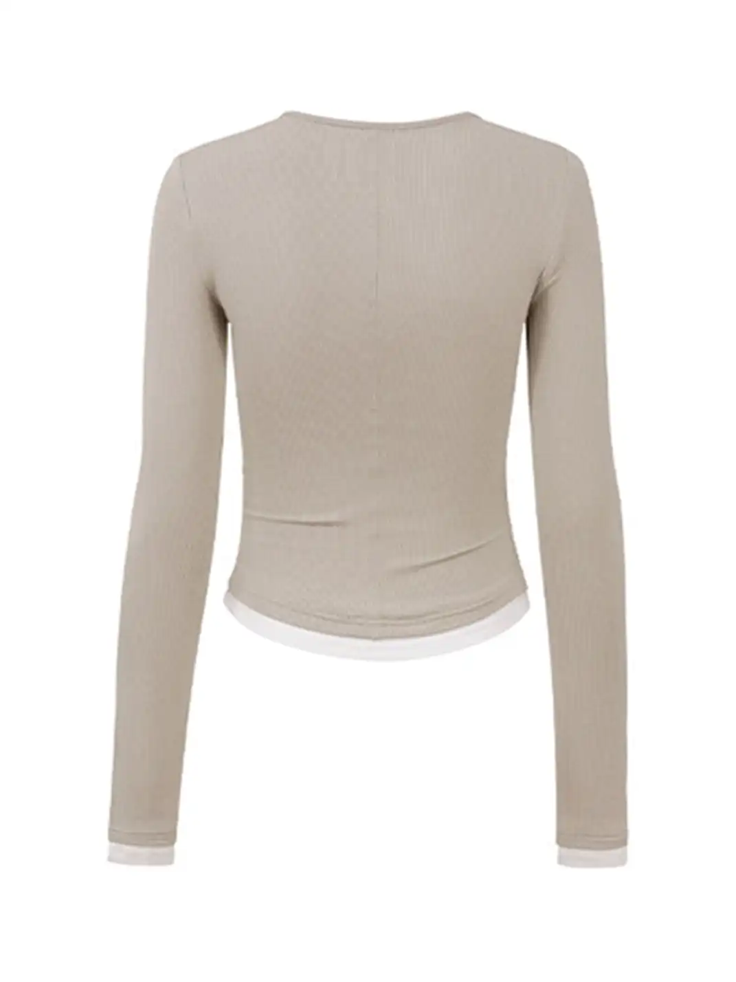ARISEISM | Henley Collar Knitted Faux Two-Piece Long-Sleeved Top