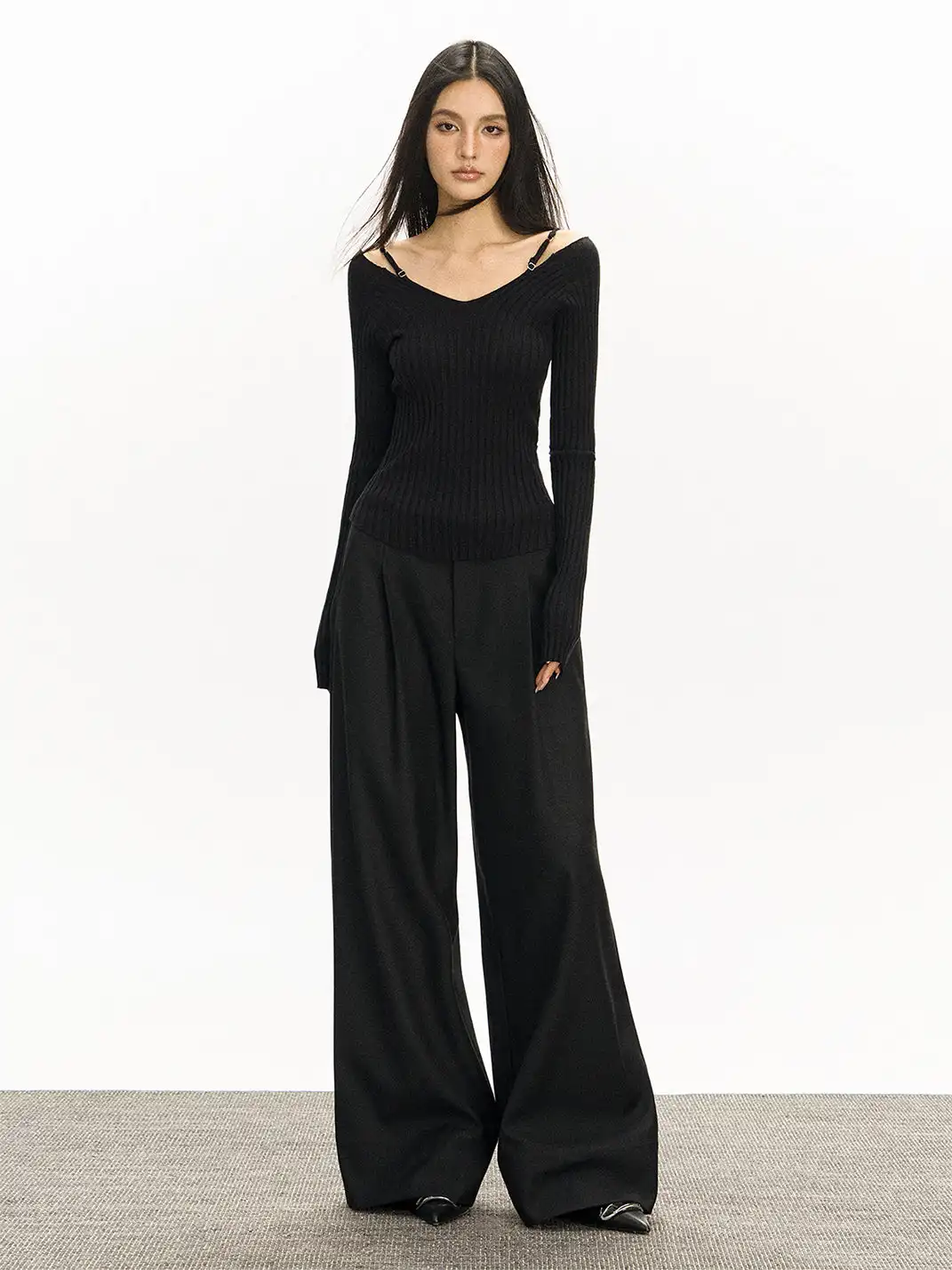 ARISEISM | Retro Loose Wide-Leg Suit Casual Pants