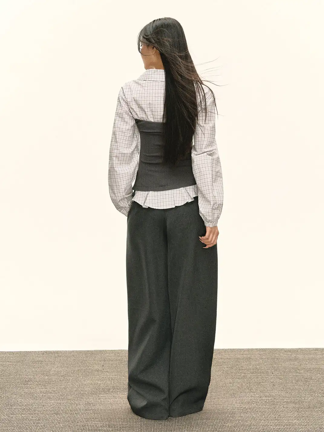 ARISEISM | Plaid Patchwork Faux Two-Piece Long-Sleeved Top