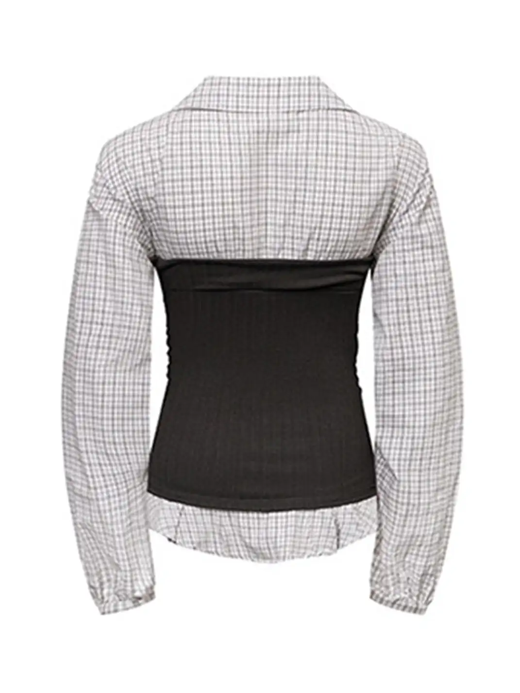 ARISEISM | Plaid Patchwork Faux Two-Piece Long-Sleeved Top