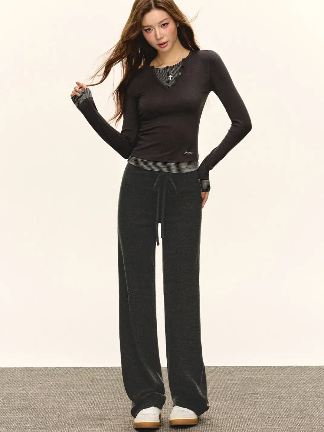 ARISEISM | Retro Drawstring Straight-Leg Flared Sweatpants