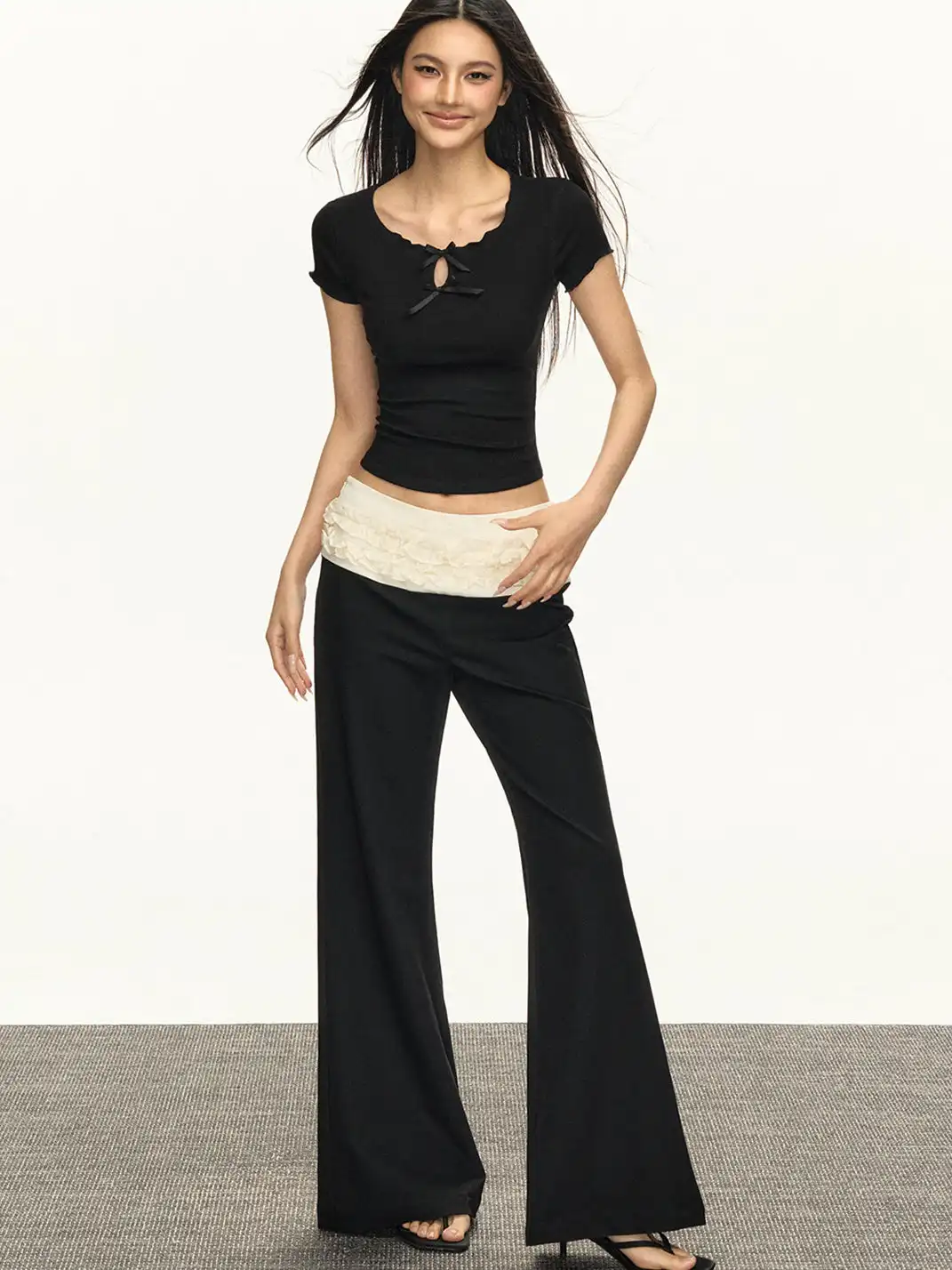 ARISEISM | Lace-Trimmed Casual Pants