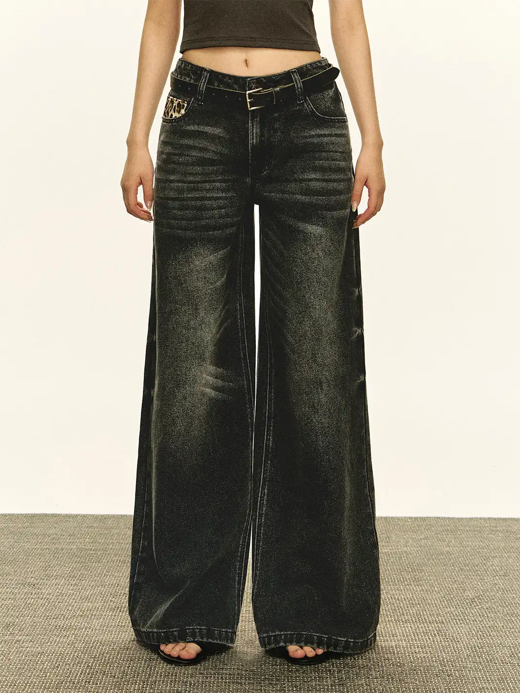 ARISEISM | Retro Washed High-Waisted Wide-Leg Jeans