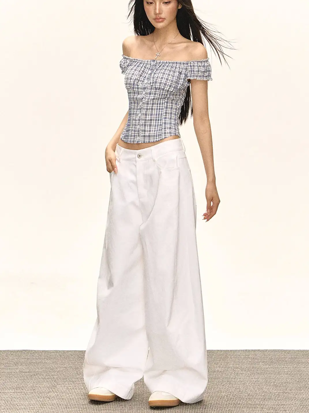 ARISEISM | White Curved Blade Casual Pants