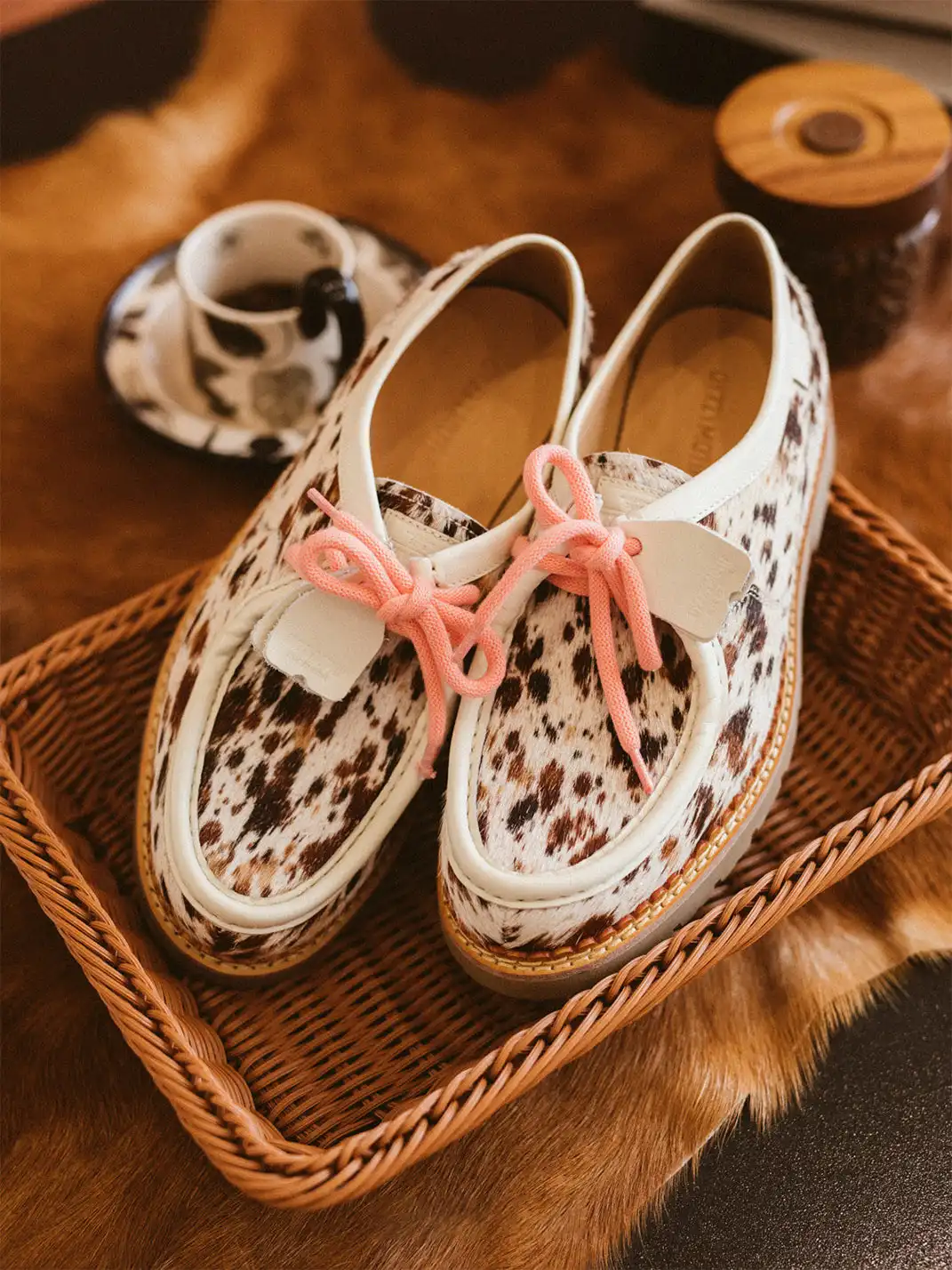 DYZZYMOTIF | Retro Horsehair Leopard Print Lace-Up Loafer Shoes