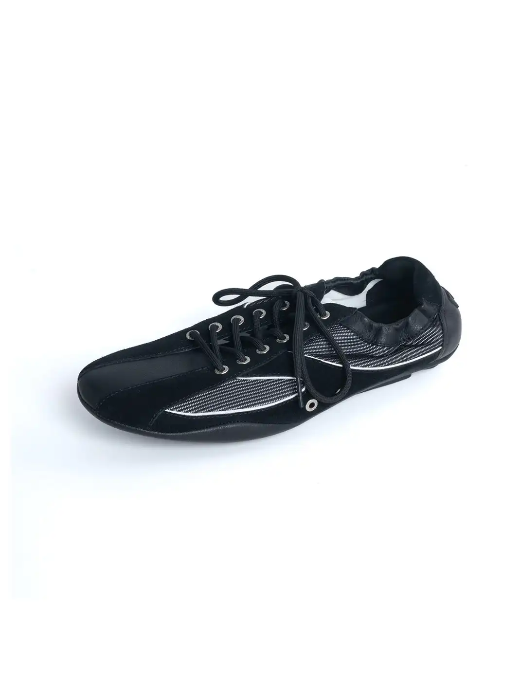DYZZYMOTIF | Lace-Up Color-Blocked Suede Cowhide Thin-Soled Shoes-Black