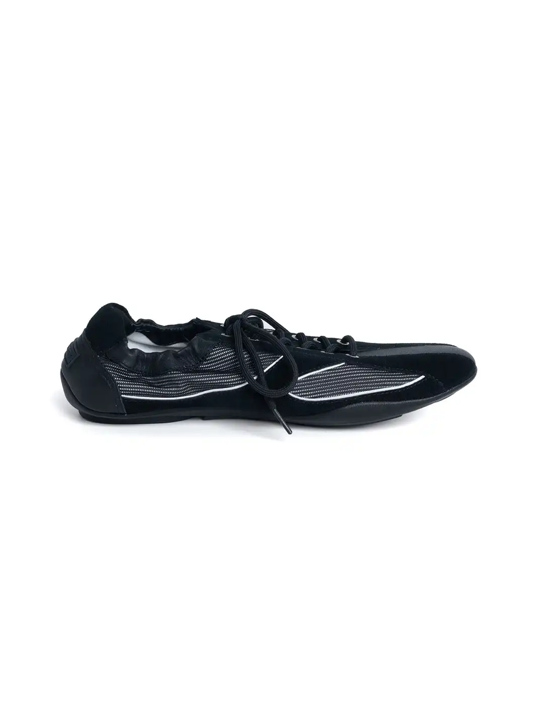 DYZZYMOTIF | Lace-Up Color-Blocked Suede Cowhide Thin-Soled Shoes-Black