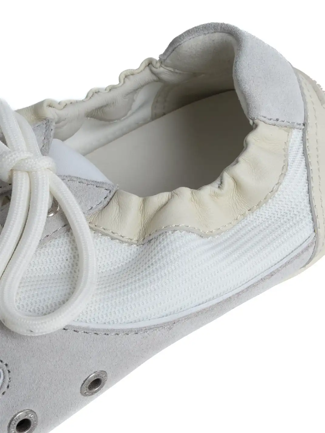 DYZZYMOTIF | Lace-Up Color-Blocked Suede Cowhide Thin-Soled Shoes-White