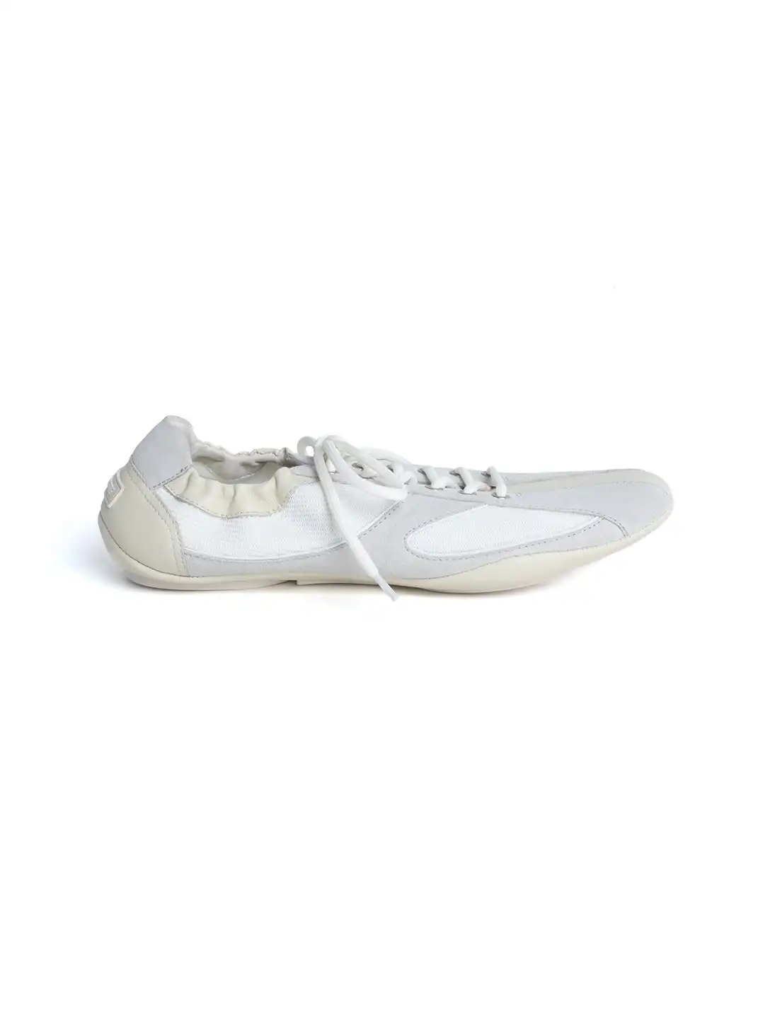 DYZZYMOTIF | Lace-Up Color-Blocked Suede Cowhide Thin-Soled Shoes-White