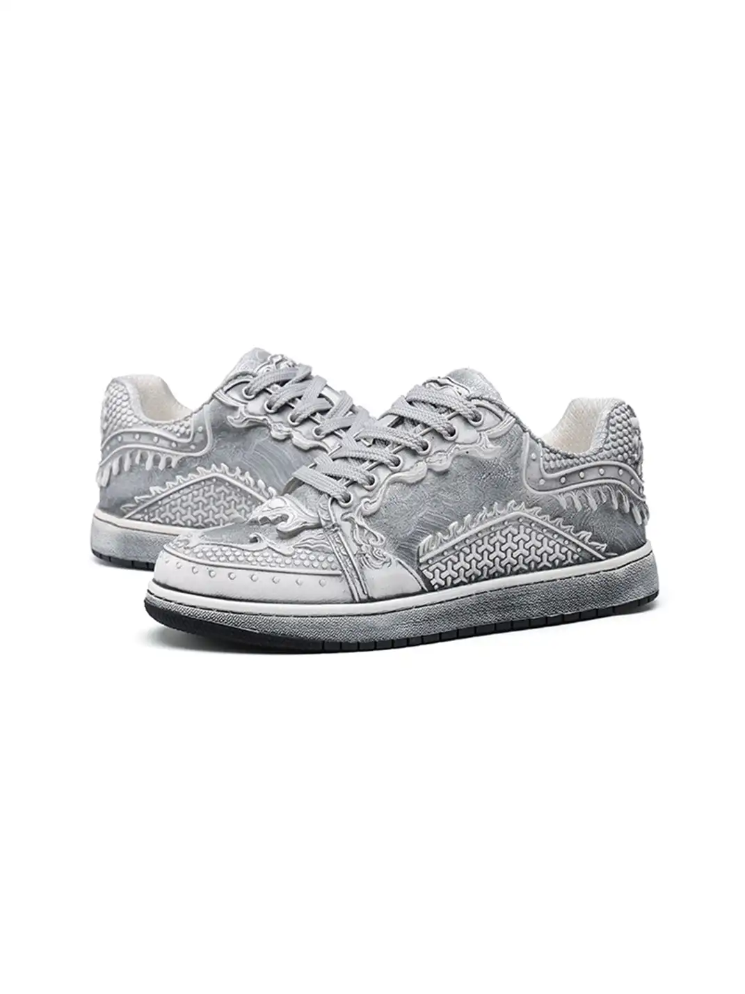 SGSX | Chinese Dragon Relief Art Sneakers-White