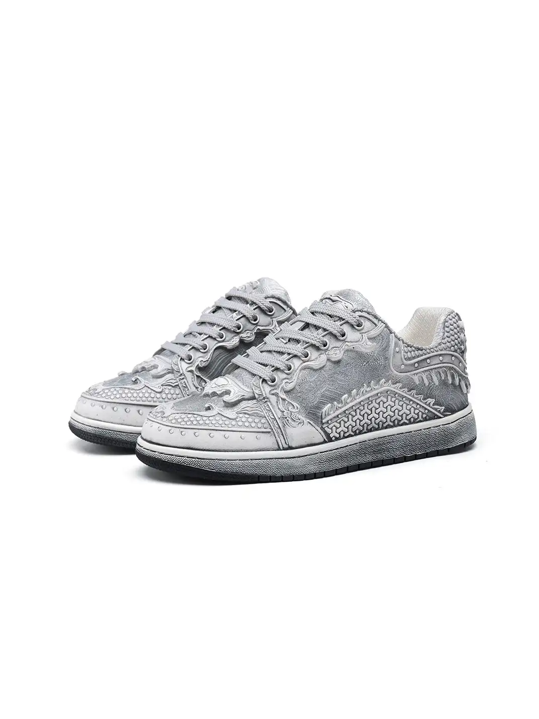 SGSX | Chinese Dragon Relief Art Sneakers-White