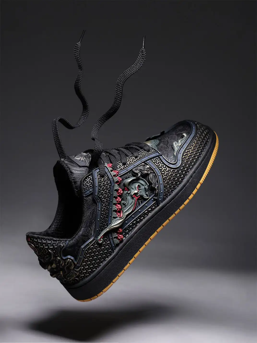 SGSX | Chinese Dragon Relief Art Sneakers-Black