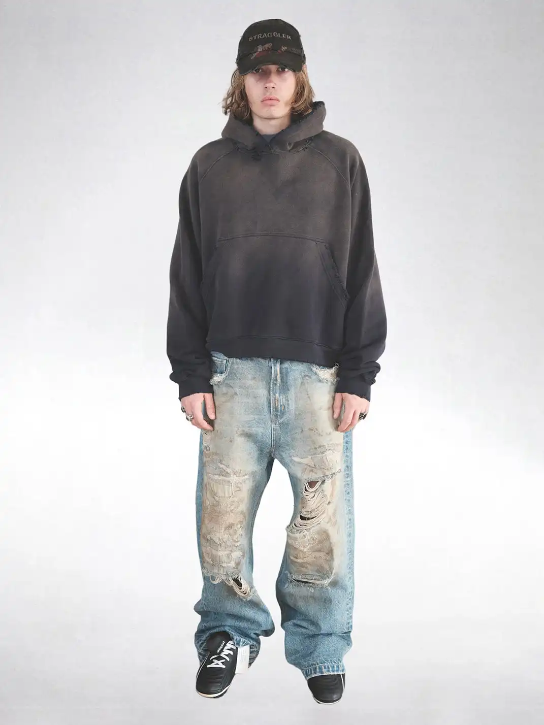 UNKNOWNWORLD | Distressed Mud-Dyed Embroidered Baseball Cap