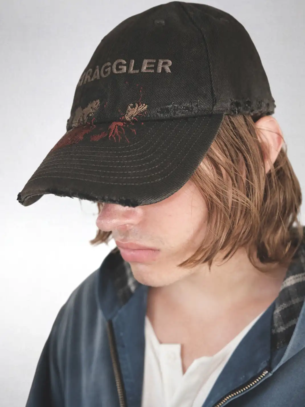 UNKNOWNWORLD | Distressed Mud-Dyed Embroidered Baseball Cap