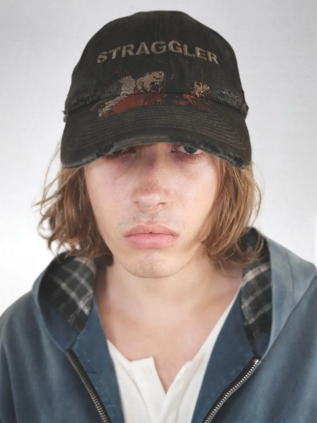 UNKNOWNWORLD | Distressed Mud-Dyed Embroidered Baseball Cap