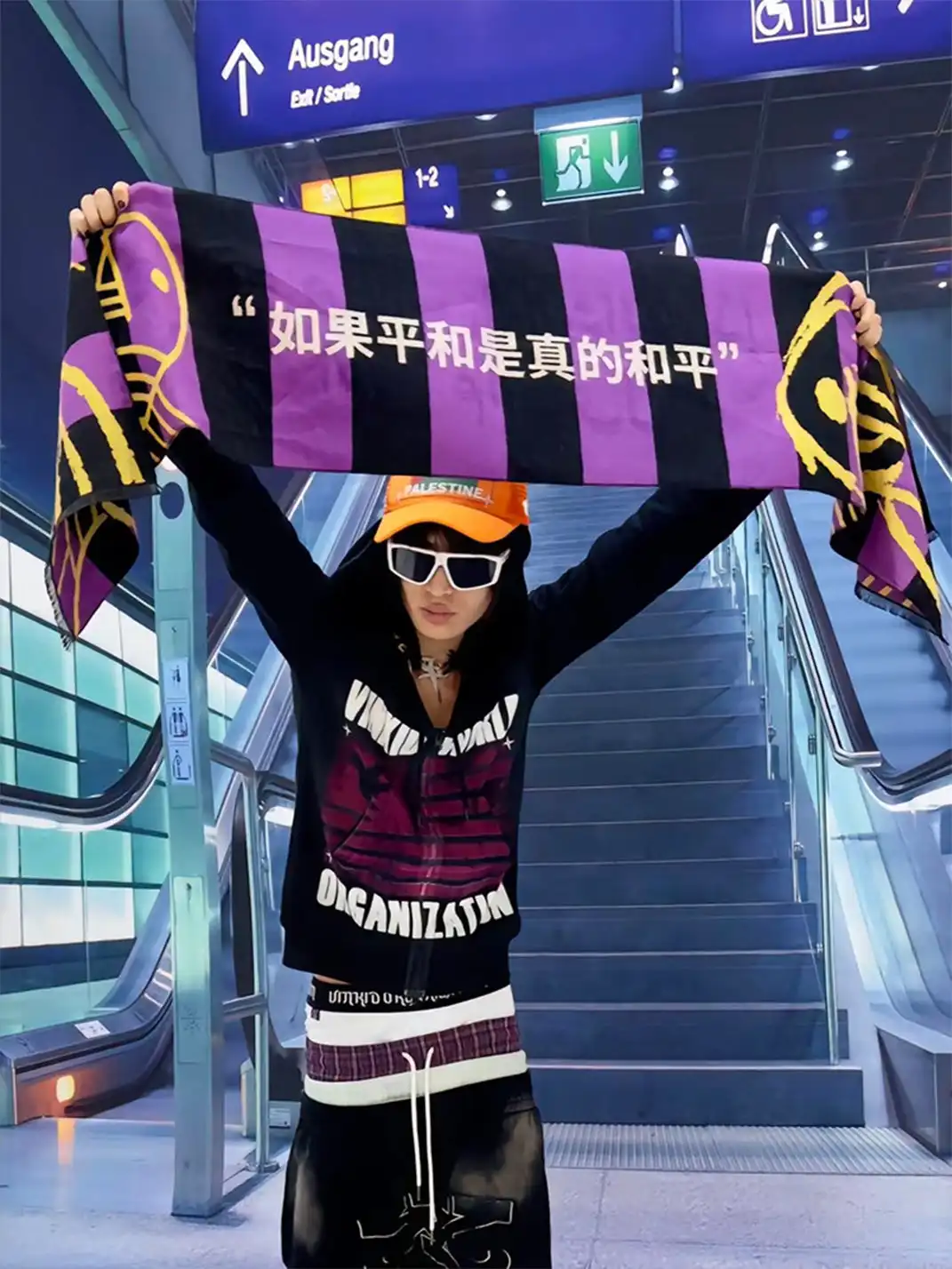 VINKID | Double-Sided Scarf With Peace Dove Slogan