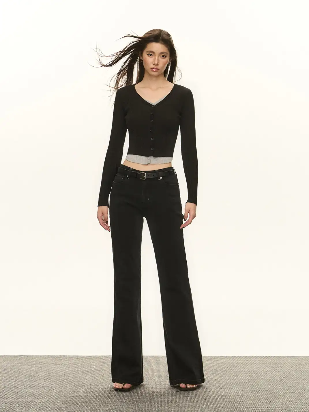 ARISEISM | Retro Black Flared Jeans