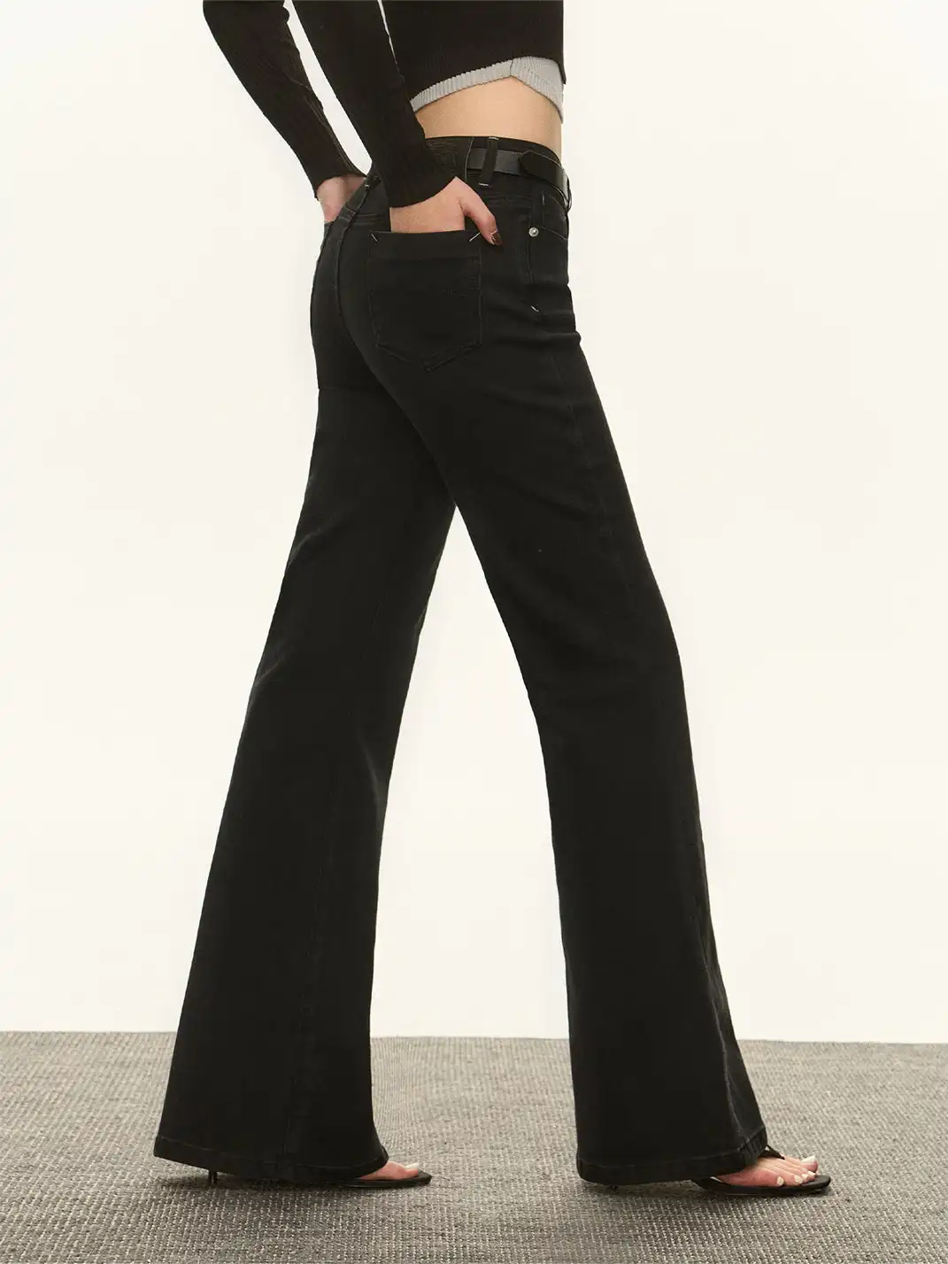 ARISEISM | Retro Black Flared Jeans