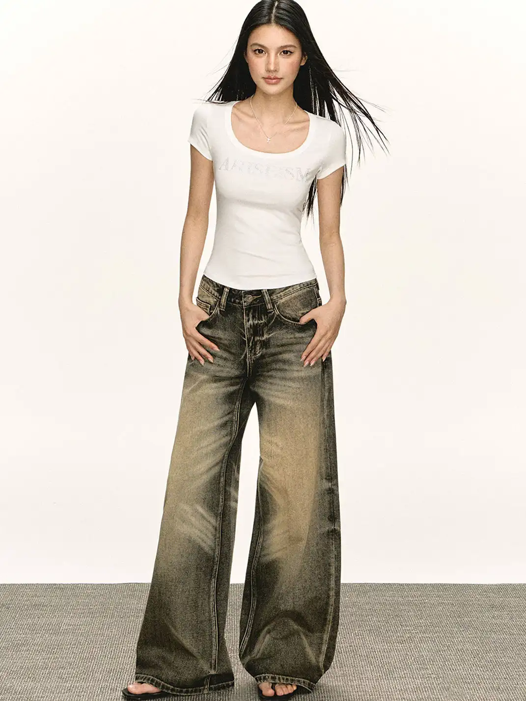 ARISEISM | Vintage Washed Wide-Leg Jeans