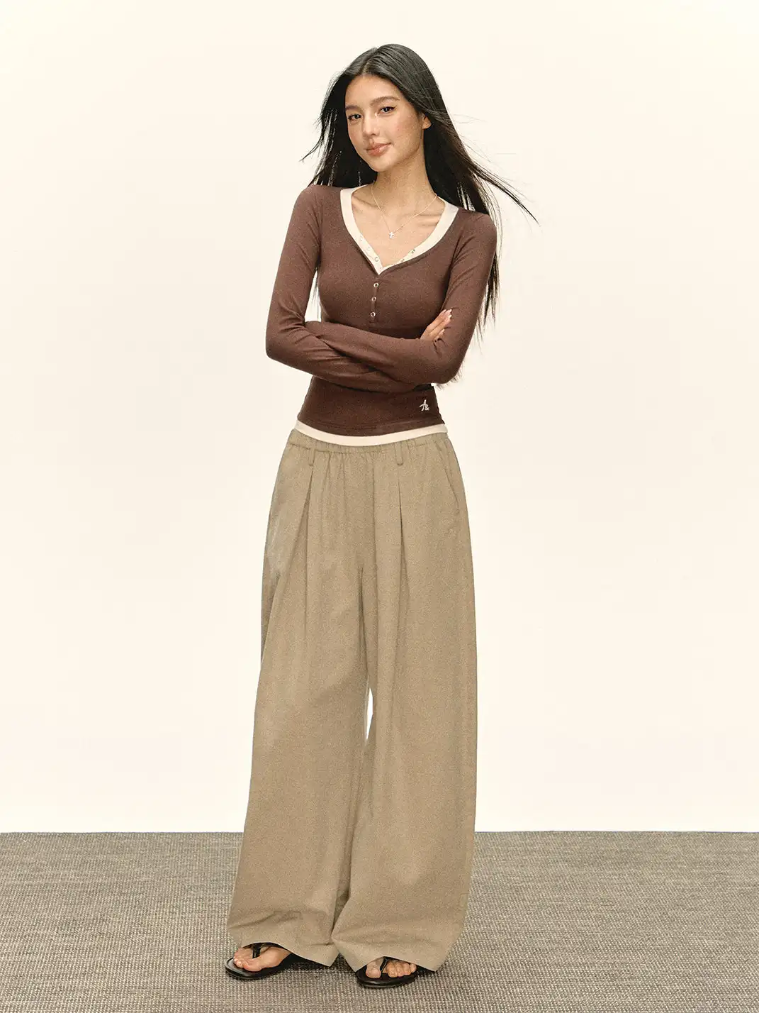 ARISEISM | Lace Waistband Casual Pants