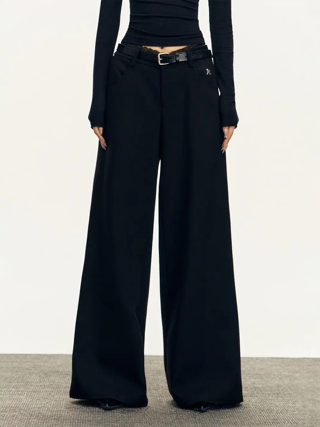 ARISEISM | Flowing Lace Waistband Suit Trousers