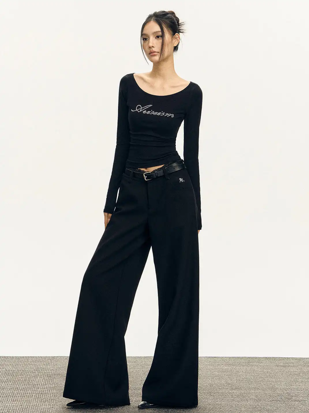 ARISEISM | Flowing Lace Waistband Suit Trousers
