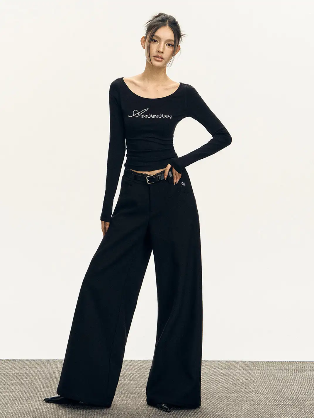 ARISEISM | Flowing Lace Waistband Suit Trousers