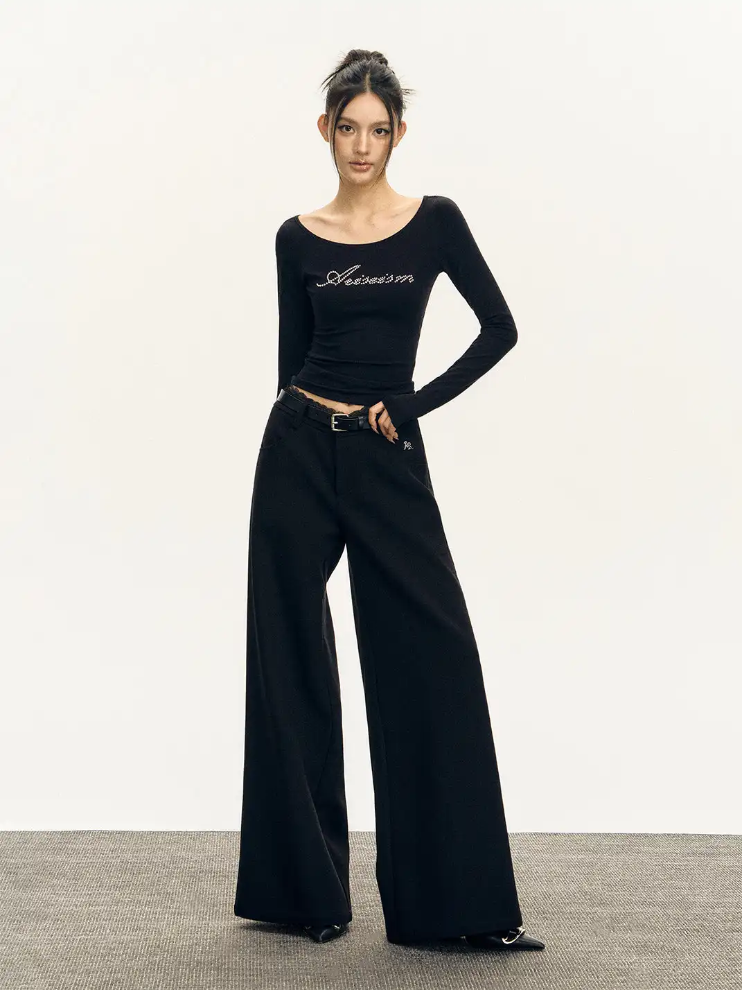 ARISEISM | Flowing Lace Waistband Suit Trousers