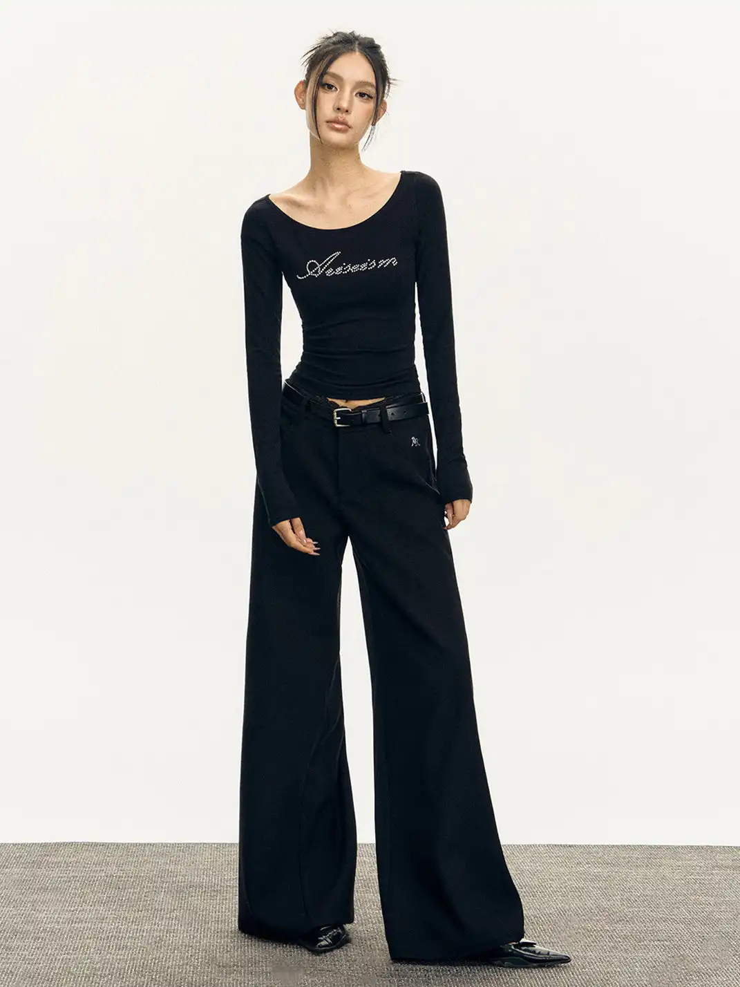 ARISEISM | Flowing Lace Waistband Suit Trousers