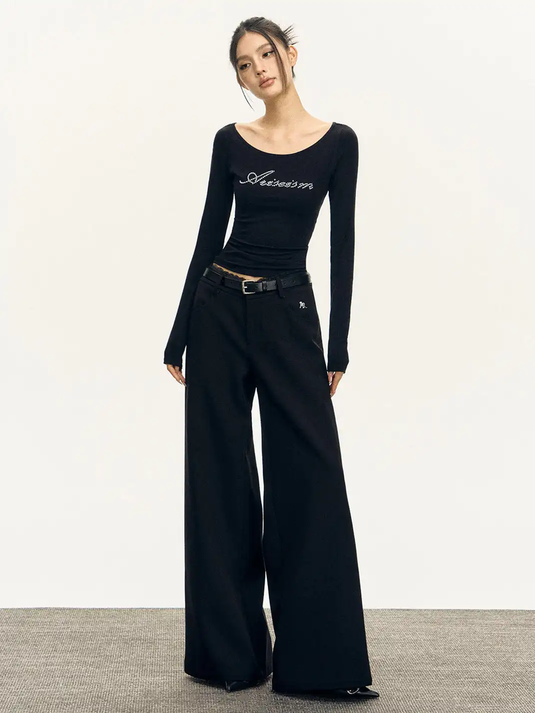 ARISEISM | Flowing Lace Waistband Suit Trousers
