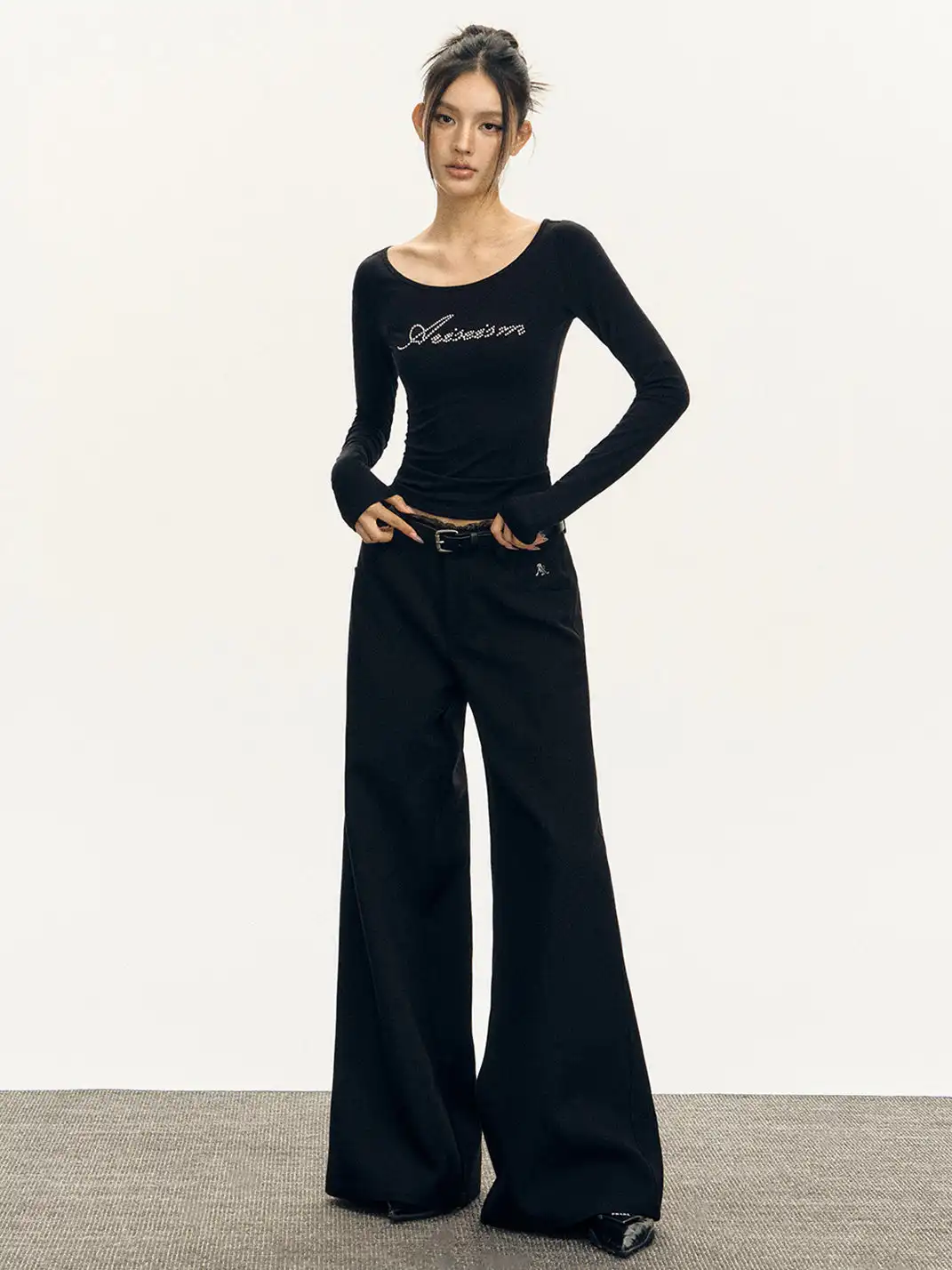 ARISEISM | Flowing Lace Waistband Suit Trousers