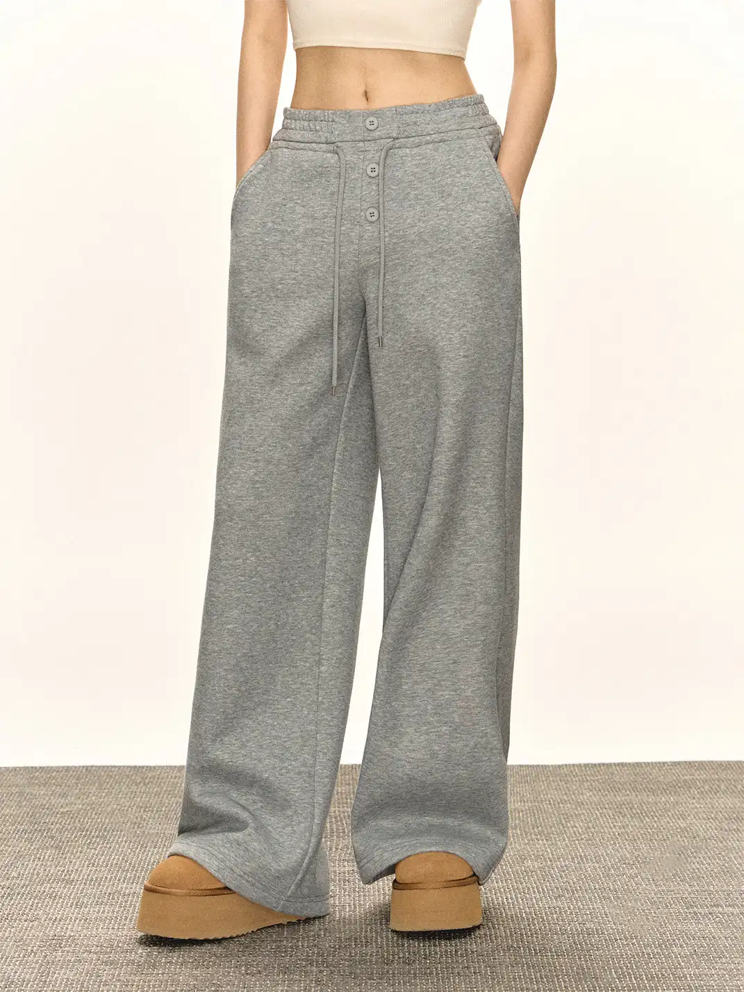 ARISEISM | Three-Button Fleece-Lined Wide-Leg Pants