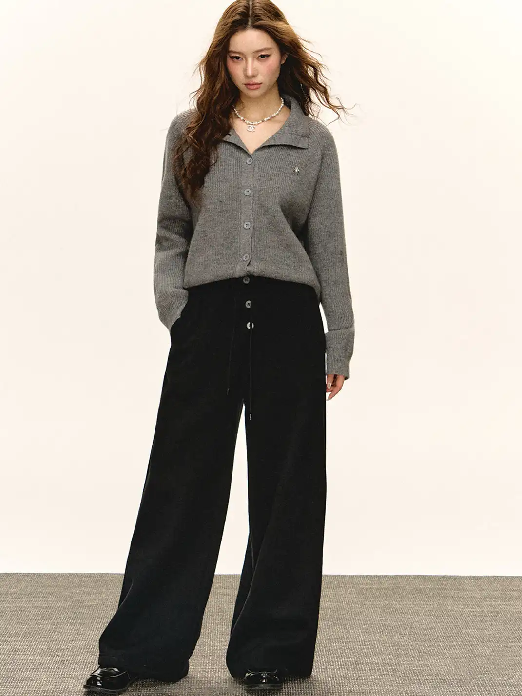 ARISEISM | Three-Button Fleece-Lined Wide-Leg Pants