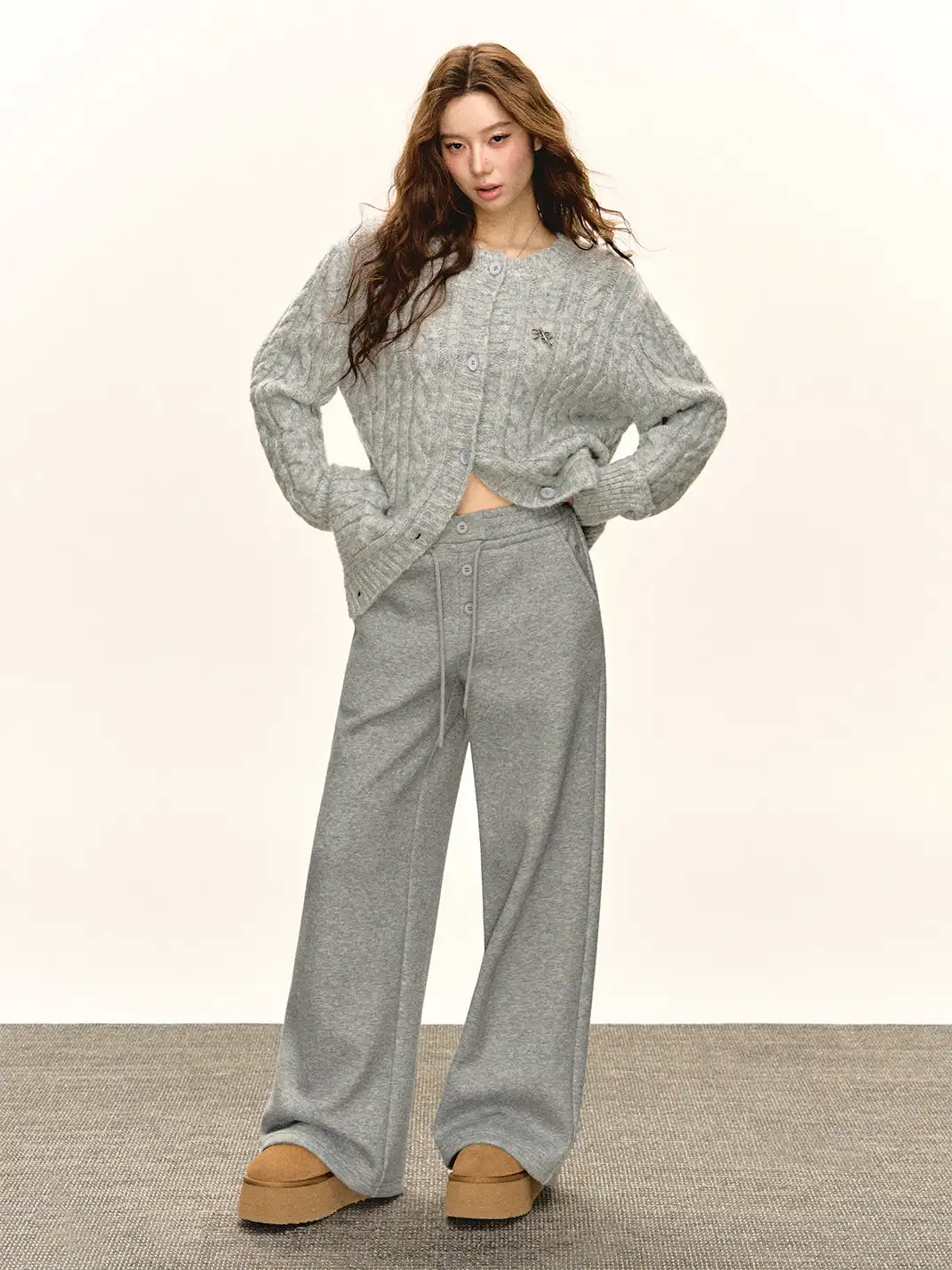 ARISEISM | Three-Button Fleece-Lined Wide-Leg Pants